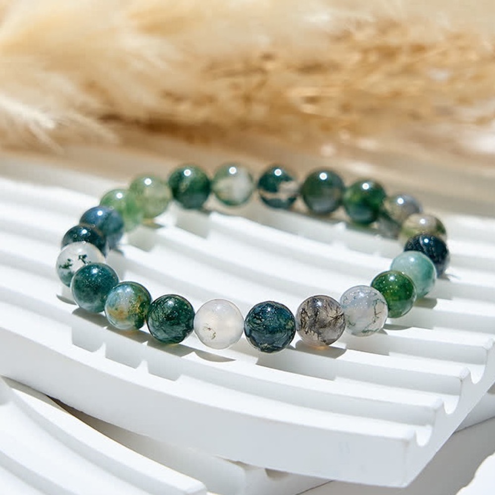 🆕New Moss Agate Quartz Gemstone Bracelet -8mm